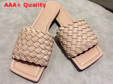 Bottega Veneta Flat Slides in Woven Leather with a Squared Toe Nude Replica