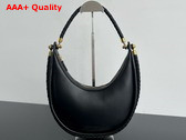 Bottega Veneta Hula Hoop Shoulder Bag in Black Smooth Leather with Double Coaxial Strap Replica