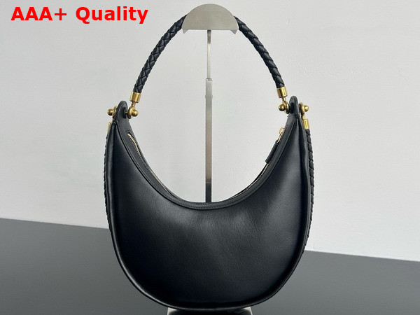 Bottega Veneta Hula Hoop Shoulder Bag in Black Smooth Leather with Double Coaxial Strap Replica