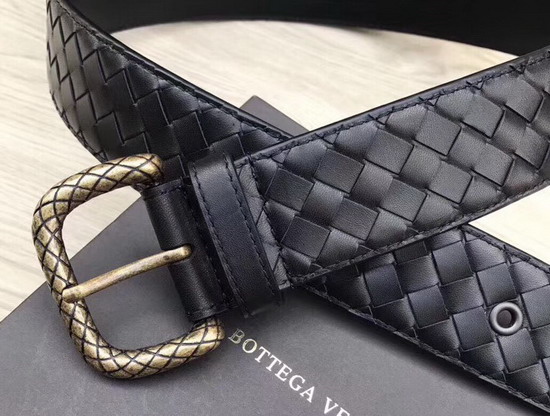 Bottega Veneta Intrecciato Belt 40mm Black Calfskin