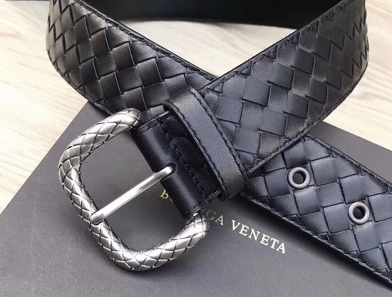 Bottega Veneta Intrecciato Belt 40mm Black Calfskin