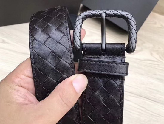 Bottega Veneta Intrecciato Belt 40mm Black Calfskin