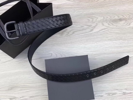 Bottega Veneta Intrecciato Belt 40mm Black Calfskin