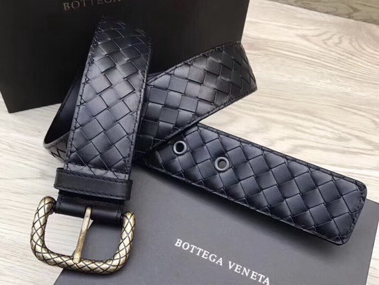 Bottega Veneta Intrecciato Belt 40mm Black Calfskin