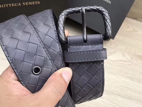 Bottega Veneta Intrecciato Belt 40mm Grey Calfskin