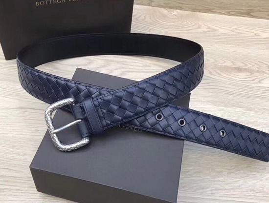 Bottega Veneta Intrecciato Belt 40mm Navy Blue Calfskin