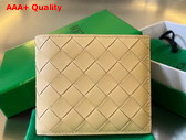 Bottega Veneta Intrecciato Bi Fold Wallet in Beige Calfskin Replica