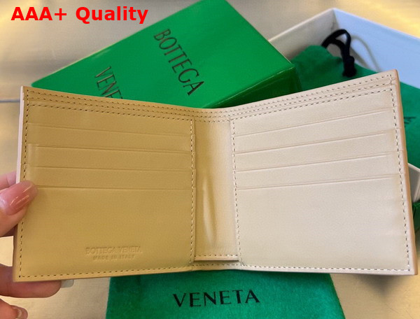 Bottega Veneta Intrecciato Bi Fold Wallet in Beige Calfskin Replica