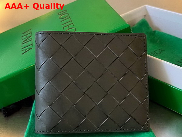 Bottega Veneta Intrecciato Bi Fold Wallet in Black Calfskin Replica