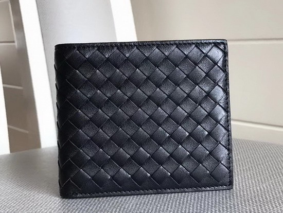 Bottega Veneta Intrecciato Bi Fold Wallet in Black