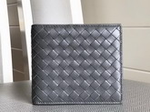 Bottega Veneta Intrecciato Bi Fold Wallet in Grey