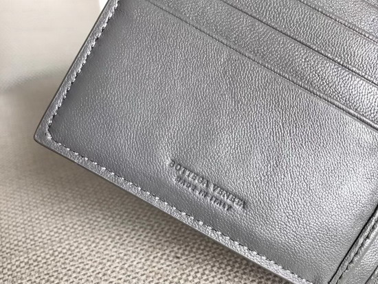 Bottega Veneta Intrecciato Bi Fold Wallet in Grey