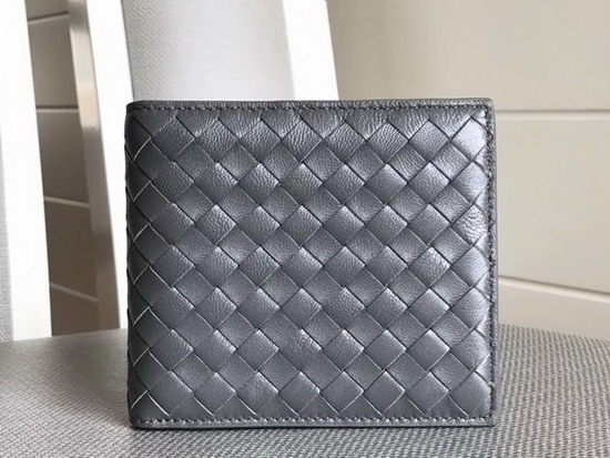 Bottega Veneta Intrecciato Bi Fold Wallet in Grey