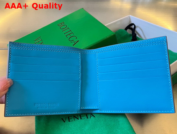 Bottega Veneta Intrecciato Bi Fold Wallet in Light Blue Calfskin Replica