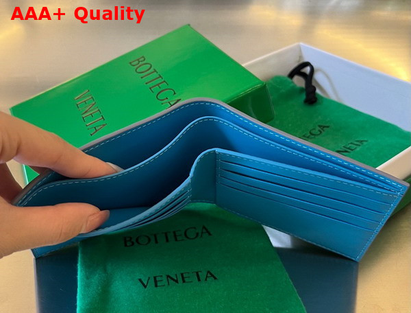 Bottega Veneta Intrecciato Bi Fold Wallet in Light Blue Calfskin Replica