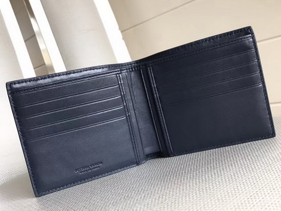 Bottega Veneta Intrecciato Bi Fold Wallet in Navy Blue