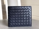 Bottega Veneta Intrecciato Bi Fold Wallet in Navy Blue