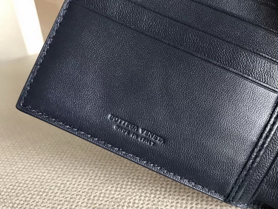 Bottega Veneta Intrecciato Bi Fold Wallet in Navy Blue