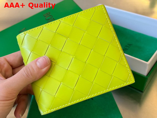 Bottega Veneta Intrecciato Bi Fold Wallet in Yellow Calfskin Replica