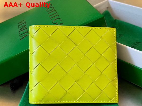 Bottega Veneta Intrecciato Bi Fold Wallet in Yellow Calfskin Replica