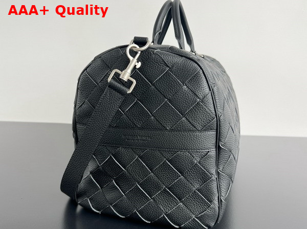 Bottega Veneta Intrecciato Cabin Duffle Bag in Black Intrecciato Grained Leather Replica