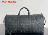 Bottega Veneta Intrecciato Cabin Duffle Bag in Black Intrecciato Grained Leather Replica