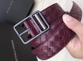 Bottega Veneta Intrecciato Calf Belt in Burgundy