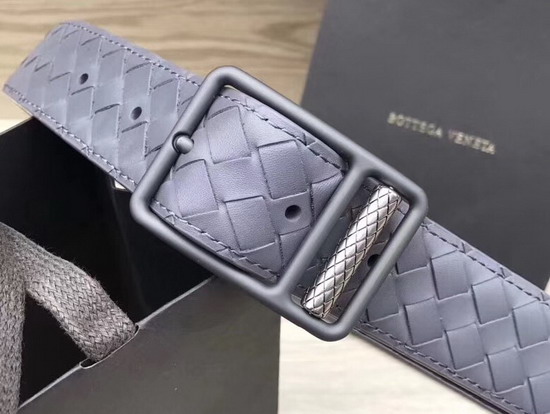 Bottega Veneta Intrecciato Calf Belt in Light Grey