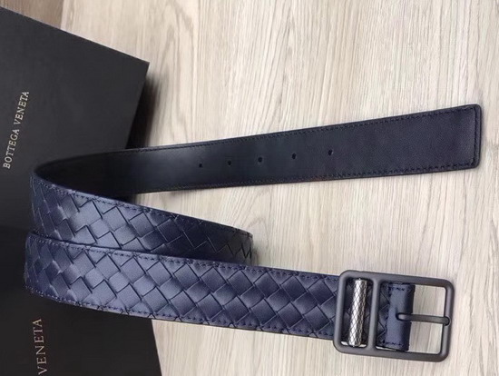 Bottega Veneta Intrecciato Calf Belt in Navy Blue