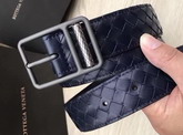 Bottega Veneta Intrecciato Calf Belt in Navy Blue