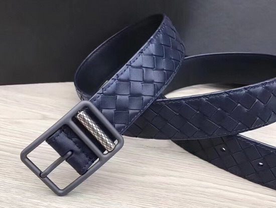 Bottega Veneta Intrecciato Calf Belt in Navy Blue