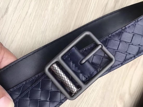 Bottega Veneta Intrecciato Calf Belt in Navy Blue