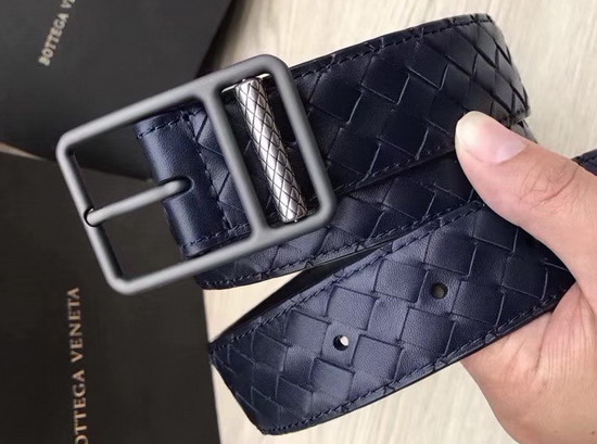 Bottega Veneta Intrecciato Calf Belt in Navy Blue