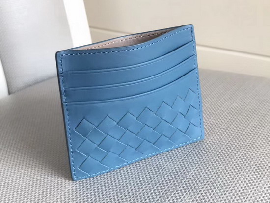 Bottega Veneta Intrecciato Card Case in Baby Blue Calf Leather