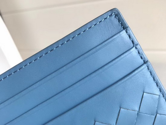 Bottega Veneta Intrecciato Card Case in Baby Blue Calf Leather