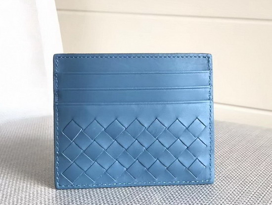 Bottega Veneta Intrecciato Card Case in Baby Blue Calf Leather