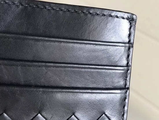 Bottega Veneta Intrecciato Card Case in Black Calf Leather