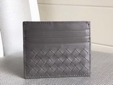 Bottega Veneta Intrecciato Card Case in Grey Calf Leather