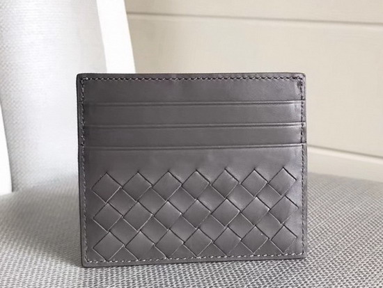 Bottega Veneta Intrecciato Card Case in Grey Calf Leather