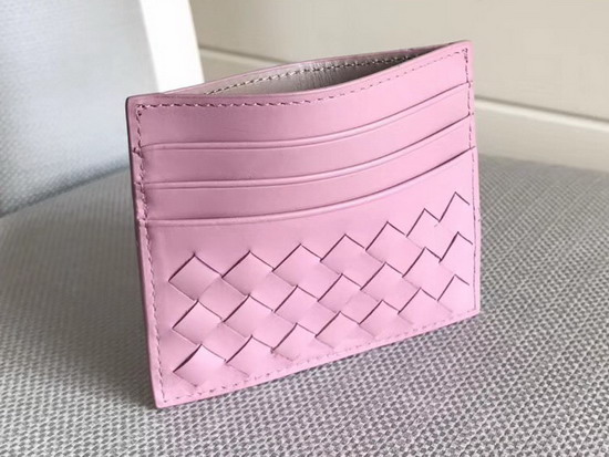 Bottega Veneta Intrecciato Card Case in Pink Calf Leather