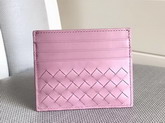 Bottega Veneta Intrecciato Card Case in Pink Calf Leather