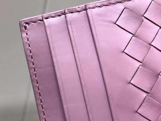 Bottega Veneta Intrecciato Card Case in Pink Calf Leather