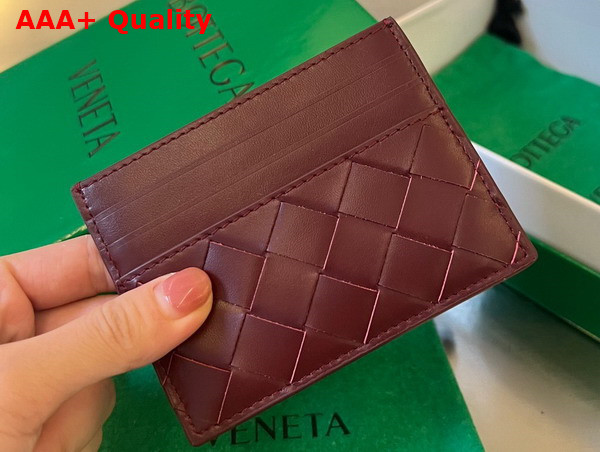 Bottega Veneta Intrecciato Credit Card Case in Bordeaux Lambskin Replica