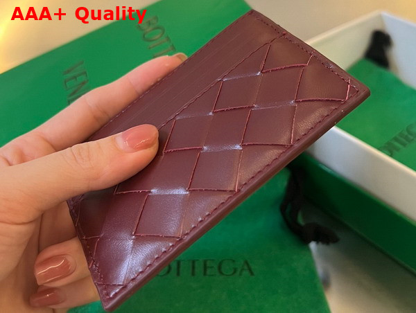 Bottega Veneta Intrecciato Credit Card Case in Bordeaux Lambskin Replica