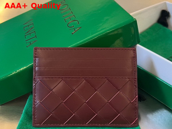 Bottega Veneta Intrecciato Credit Card Case in Bordeaux Lambskin Replica