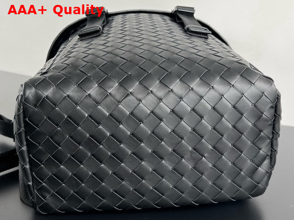 Bottega Veneta Intrecciato Flap Backpack in Black Leather Replica