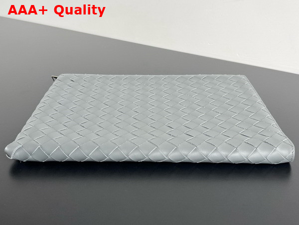 Bottega Veneta Intrecciato Half Zip Pouch in Thunder Replica