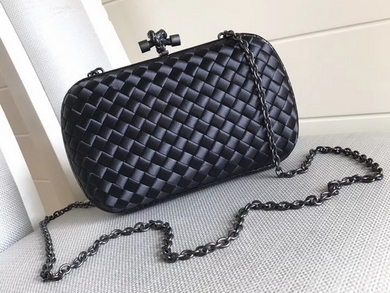 Bottega Veneta Intrecciato Impero Chain Knot in Black Silk