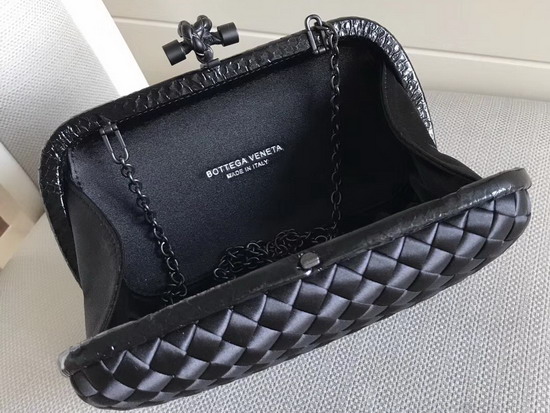 Bottega Veneta Intrecciato Impero Chain Knot in Black Silk