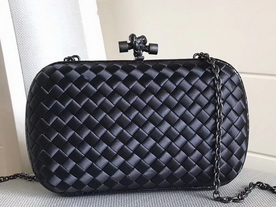 Bottega Veneta Intrecciato Impero Chain Knot in Black Silk